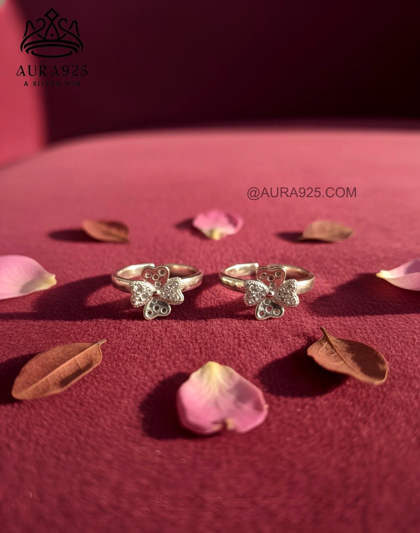 Sparkling Silver 925 Clover/Butterfly Toe Ring Pair SLTR-9929