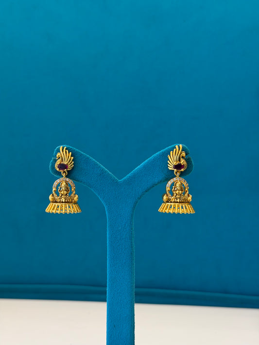 Silver Gold-Polished Jhumki Earrings – Statement