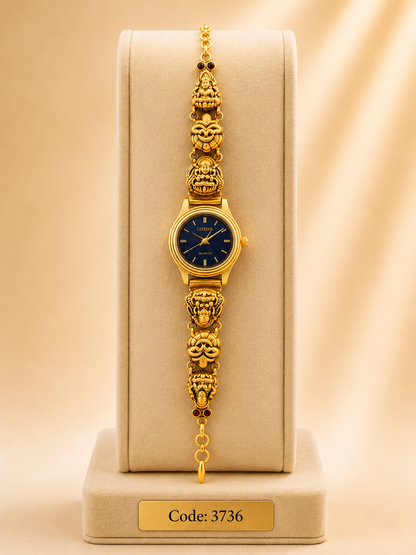 Gold Polished 925 Silver Antique Watch for Women (3736)