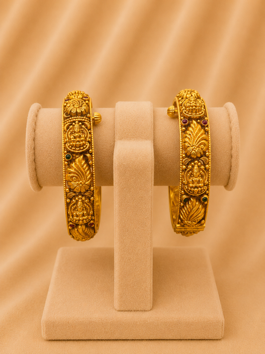 BANGLE 92.5 SILVER GOLD POLISHED (2665) - AURA925.COM