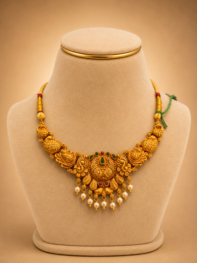 Short Necklace 92.5 Silver Gold Polish (9774)
