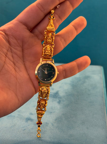 Gold Polished 925 Silver Antique Watch for Women (3739)