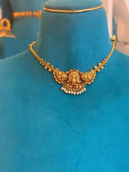 Short Necklace in 92.5 Silver Gold Polish (9843)