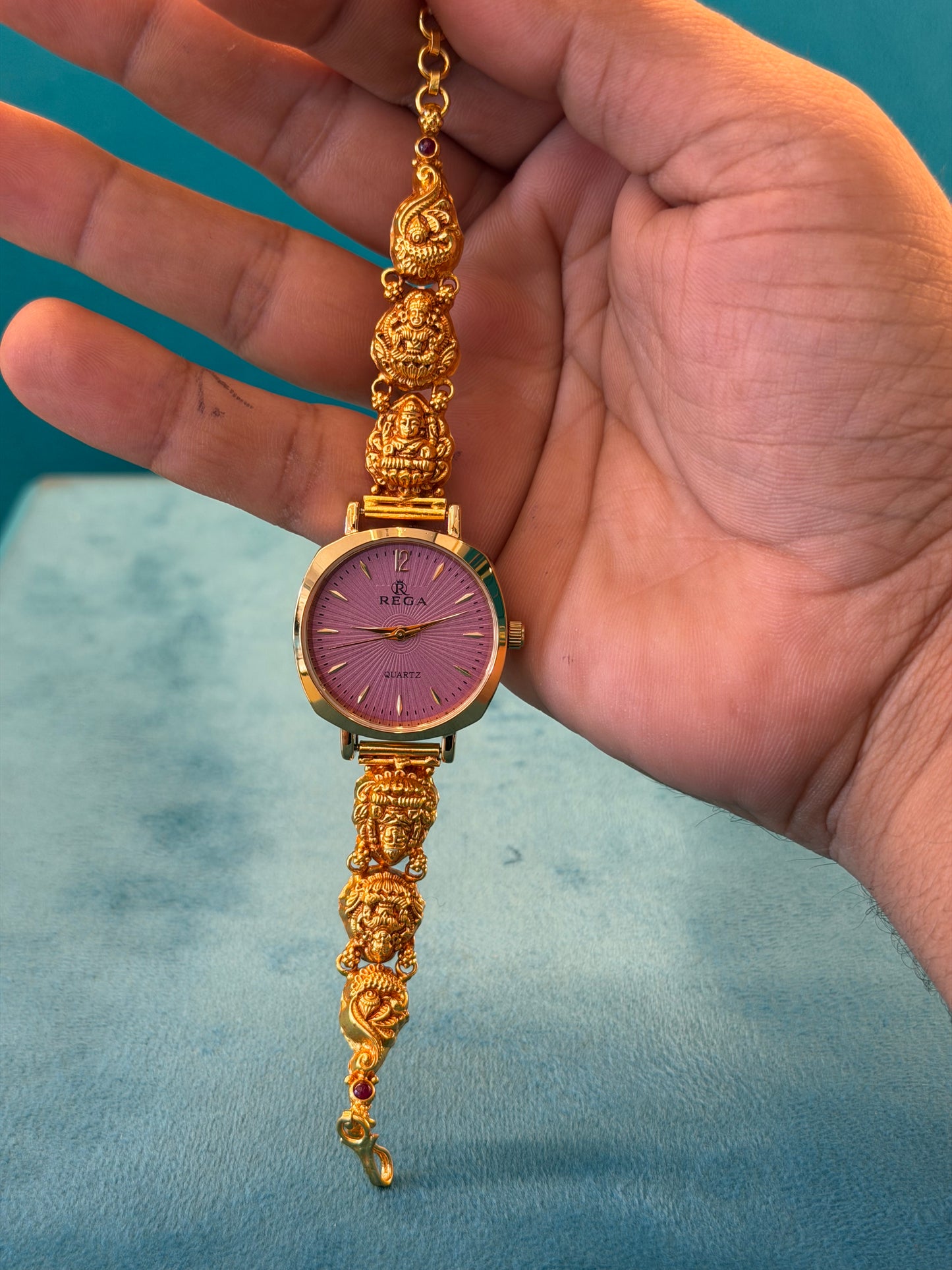 Gold Polished 925 Silver Antique Watch for Women (3744)