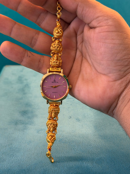 Gold Polished 925 Silver Antique Watch for Women (3744)