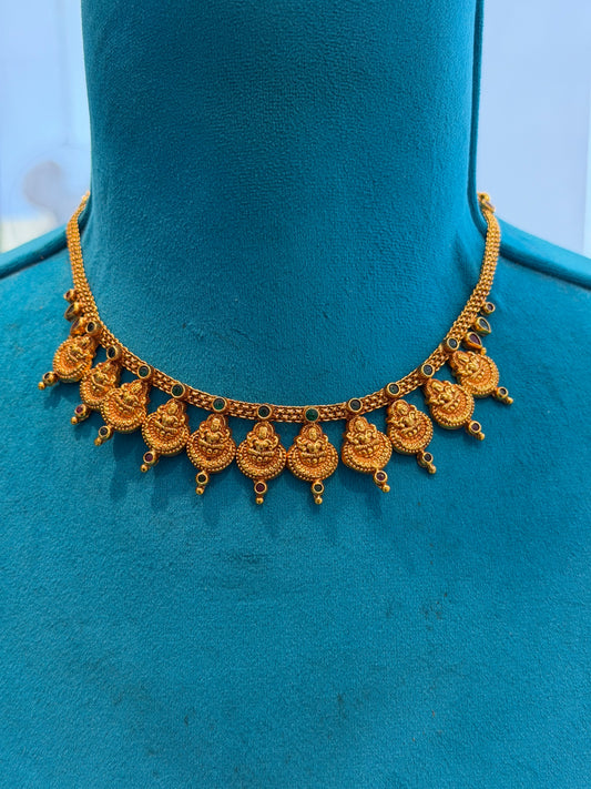 Short Necklace 92.5 Silver Gold Polish (9784)