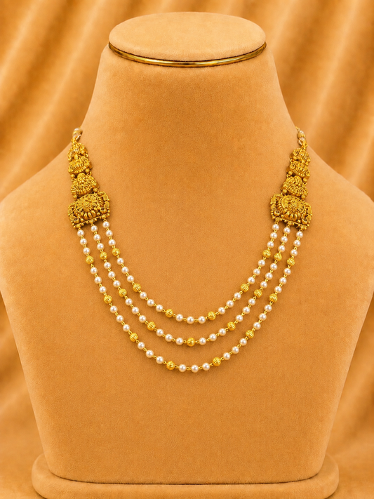 925 Sterling Silver Beads Chain Fancy for Women – Statement Design, Gold Polished, BIS Hallmarked (6779)
