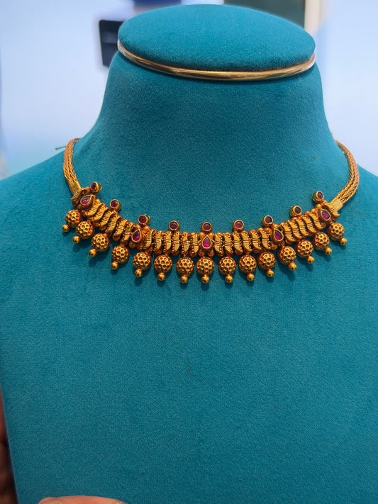 Short Necklace 92.5 Silver Gold Polish (9782)
