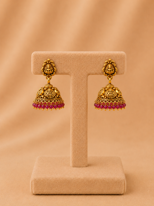 925 Sterling Silver Jhumki Earrings for Women – Regal Design, Gold Polished, BIS Hallmarked (51244)