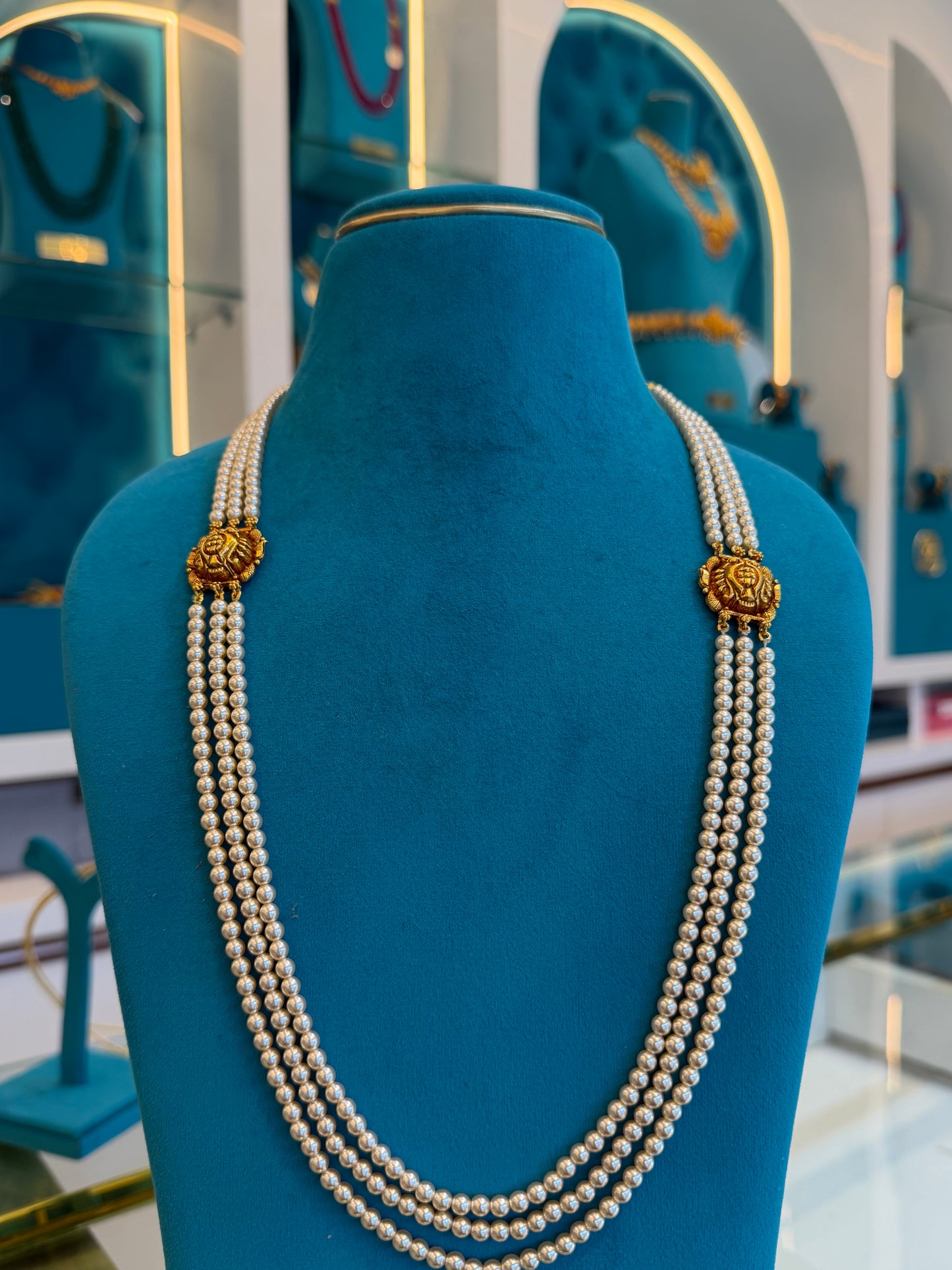 Beads Chain Without Pendant in 92.5 Silver Gold Polished (6742)