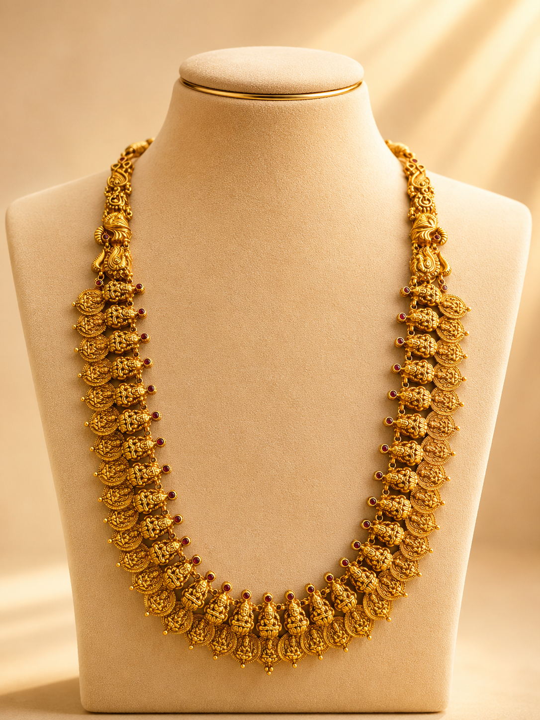Long Kaas Necklace / Kaas Haram in 92.5 Silver Gold Polish (7132)