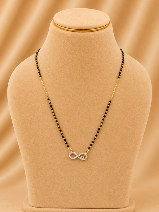 925 Sterling Silver Mangalsutra Fancy Chain for Women – Petite Design, Gold Polished, BIS Hallmarked (4574)