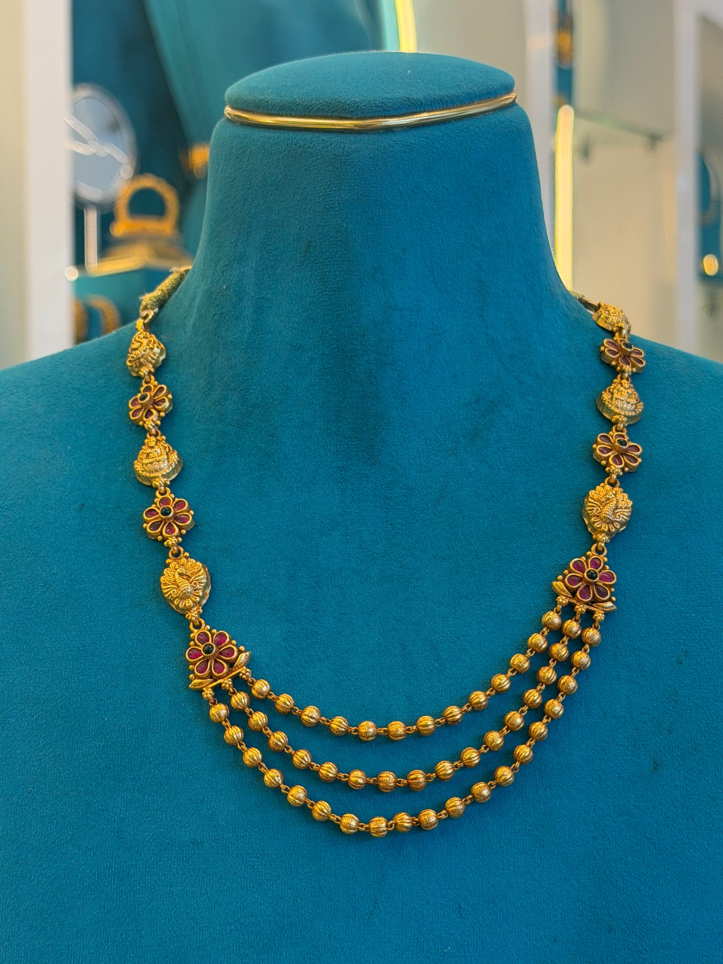 Beads Chain Fancy in 92.5 Silver Gold Polished(6777)