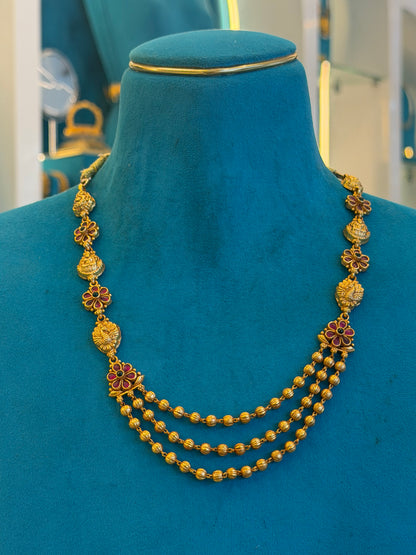 Beads Chain Fancy in 92.5 Silver Gold Polished(6777)
