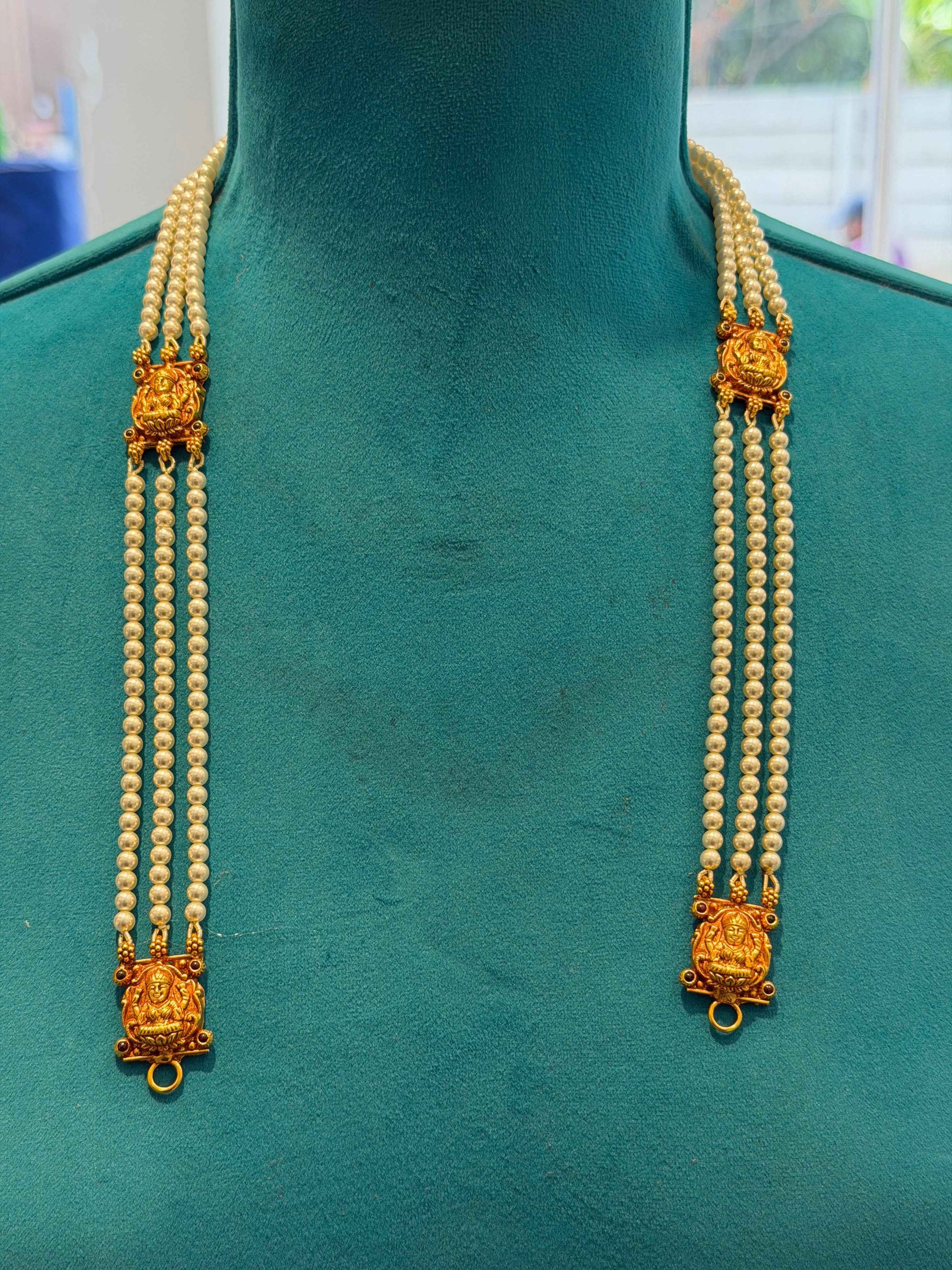 Beads Chain Without Pendant in 92.5 Silver Gold Polished (6754)