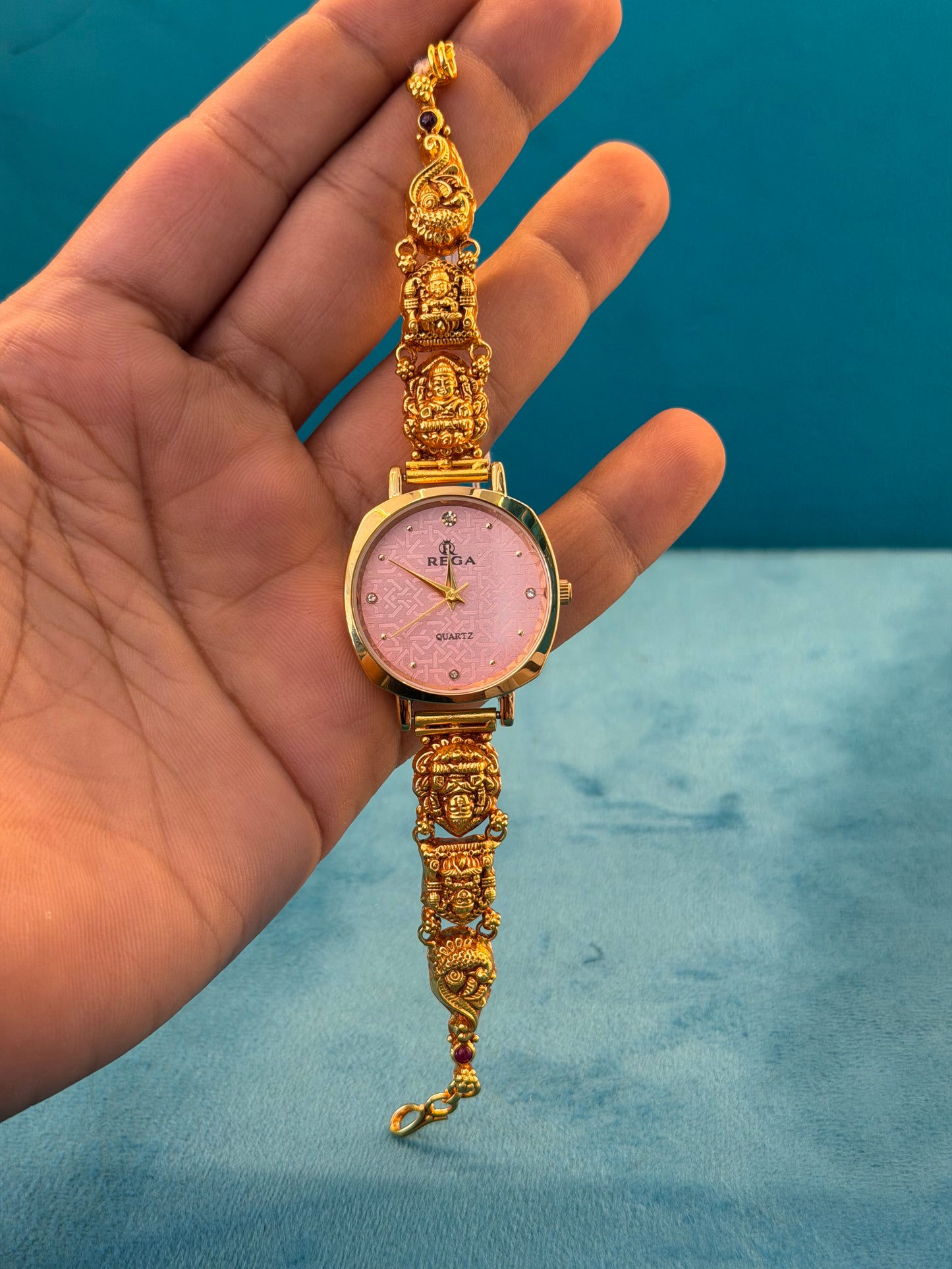 Gold Polished 925 Silver Antique Watch for Women (3740)