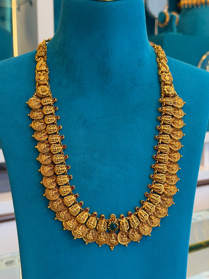 Long Kaas Necklace / Kaas Haram in 92.5 Silver Gold Polish (7133)
