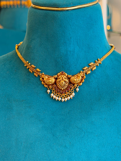 Short Necklace in 92.5 Silver Gold Polish (9837)