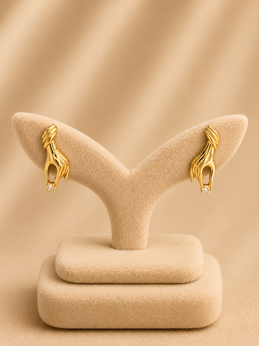 925 Sterling Silver Earrings for Women – Grand Design, Gold Polished, BIS Hallmarked (1027)