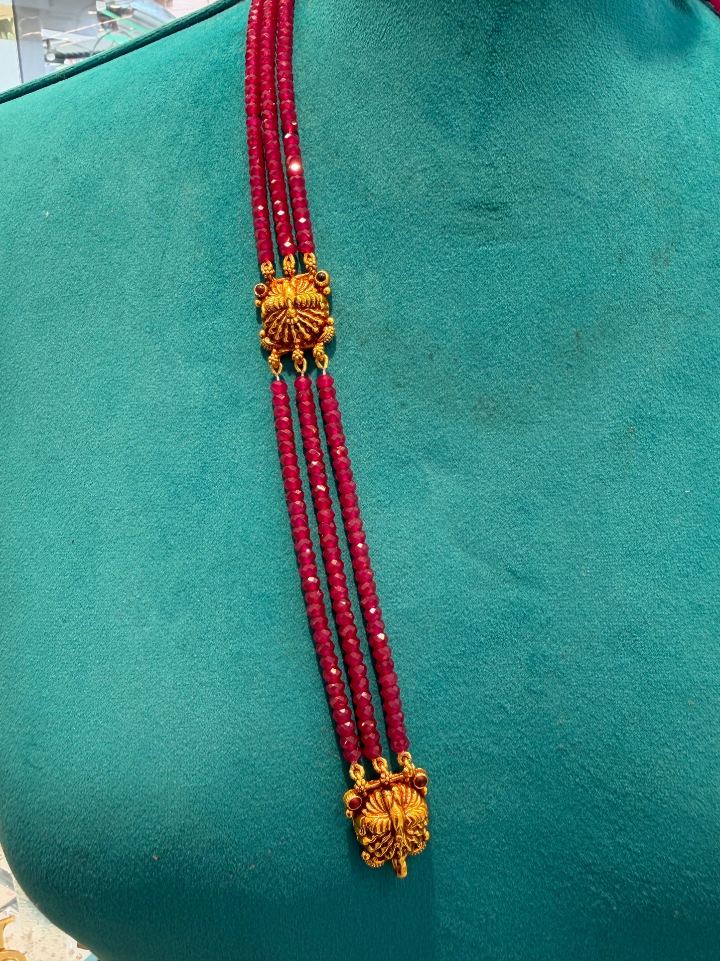 Beads Chain Without Pendant in 92.5 Silver Gold Polished (6751)