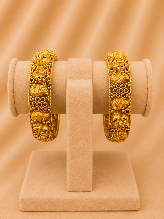 BANGLE 92.5 SILVER GOLD POLISHED (2663) - AURA925.COM