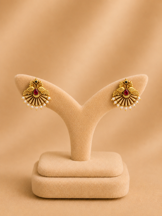925 Sterling Silver Earrings for Women – Graceful Design, Gold Polished, BIS Hallmarked (1036)