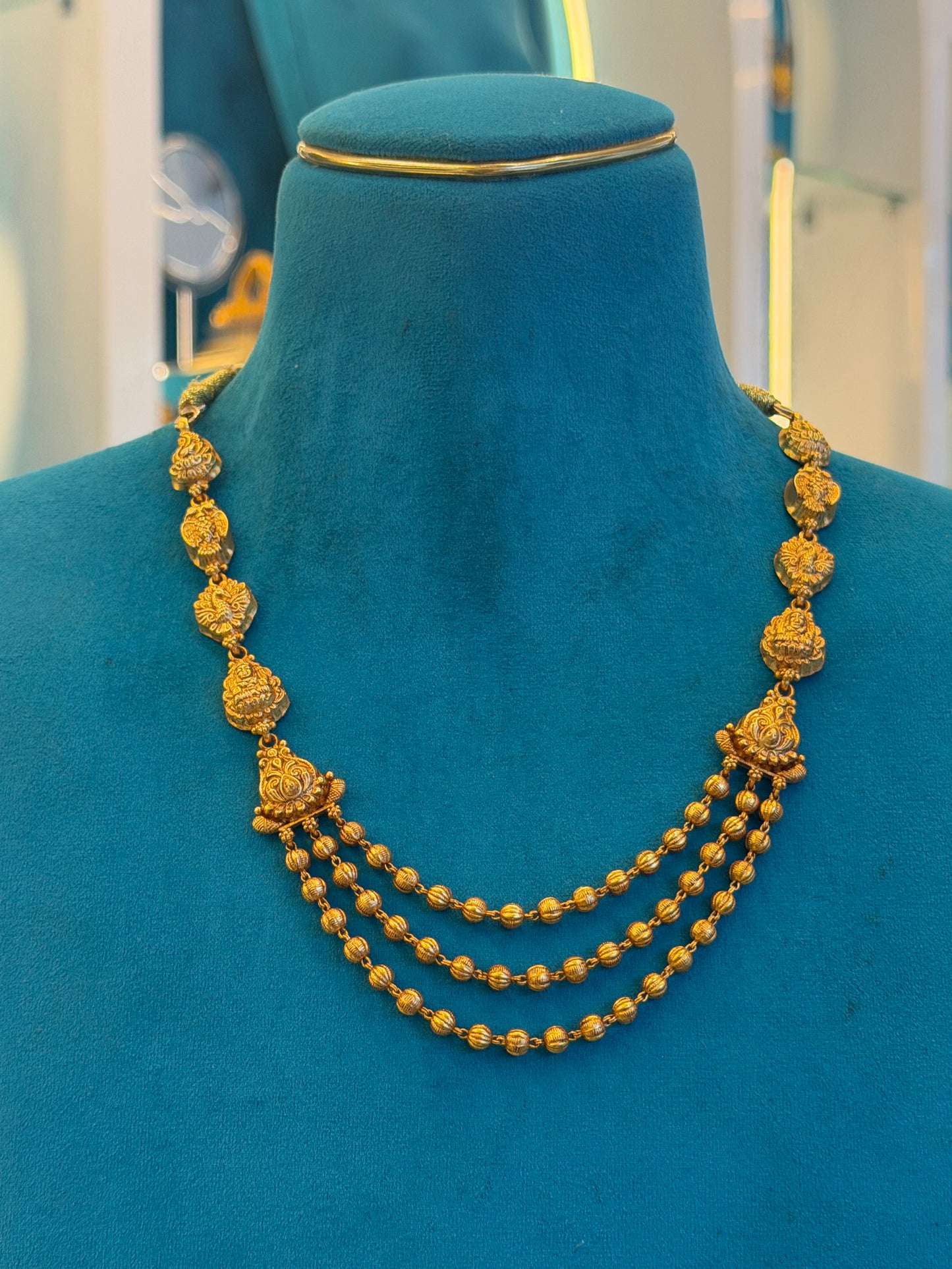 Beads Chain Fancy in 92.5 Silver Gold Polished(6780)