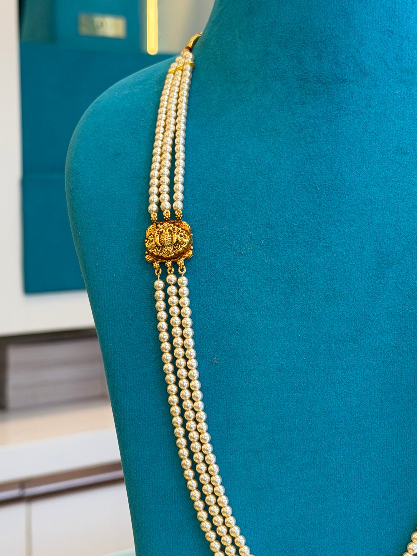 Beads Chain Without Pendant in 92.5 Silver Gold Polished (6741)