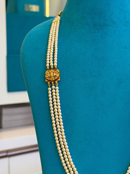 Beads Chain with 2 Mop in 92.5 Silver Gold Polished (6741)