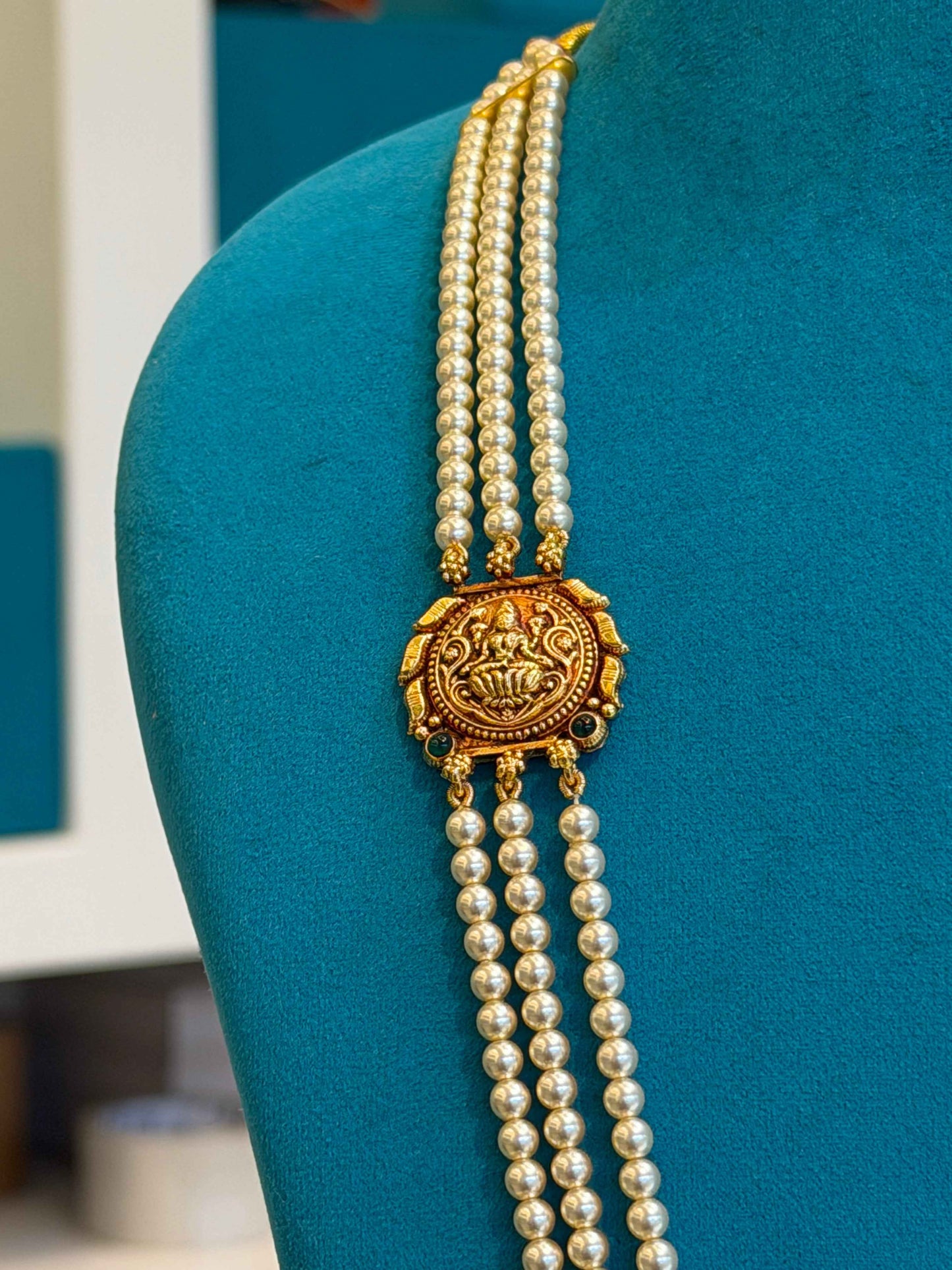 Beads Chain with 2 Mop in 92.5 Silver Gold Polished(6767)