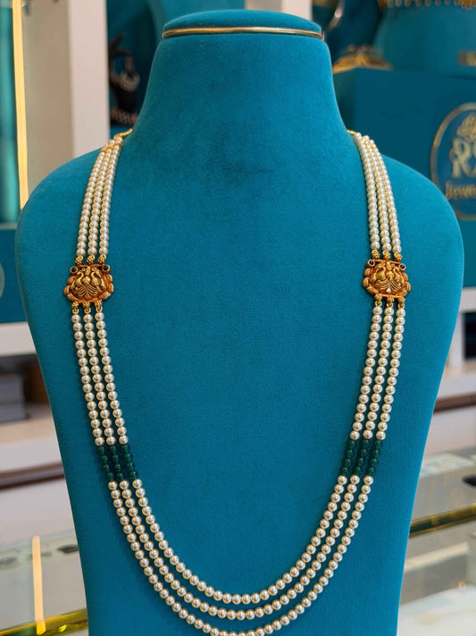 Beads Chain with 2 Mop in 92.5 Silver Gold Polished(6764)