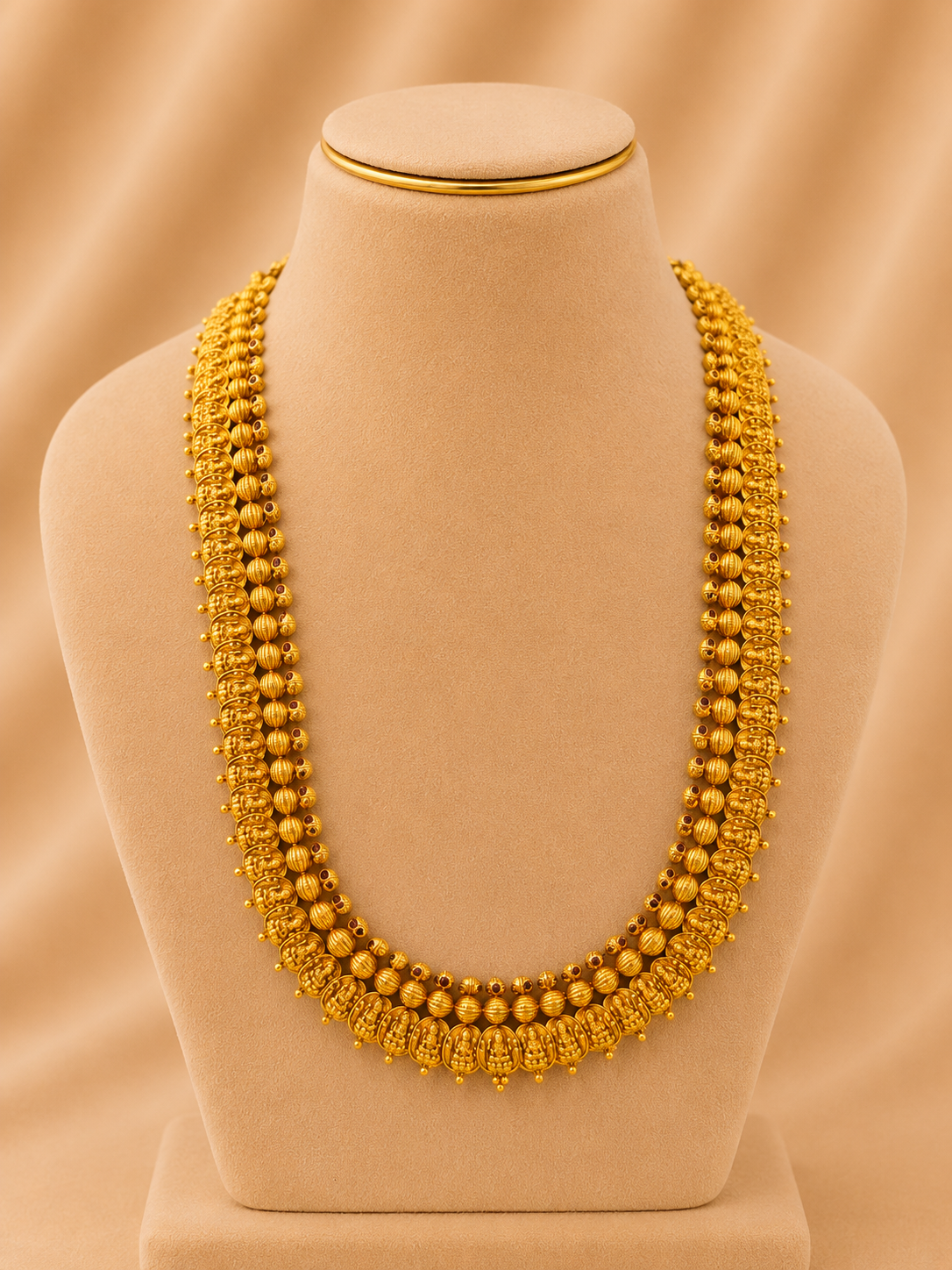 Long Kaas Necklace / Kaas Haram in 92.5 Silver Gold Polish (7128)