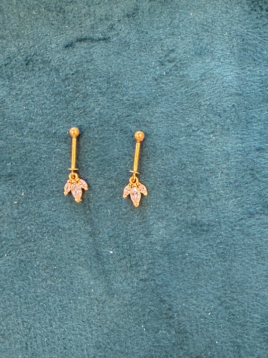 Bugadi Earrings 92.5 Silver Gold Polished (3723)