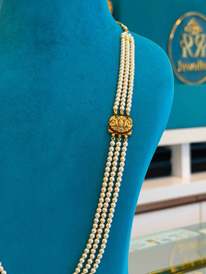 Beads Chain with 2 Mop in 92.5 Silver Gold Polished (6741)