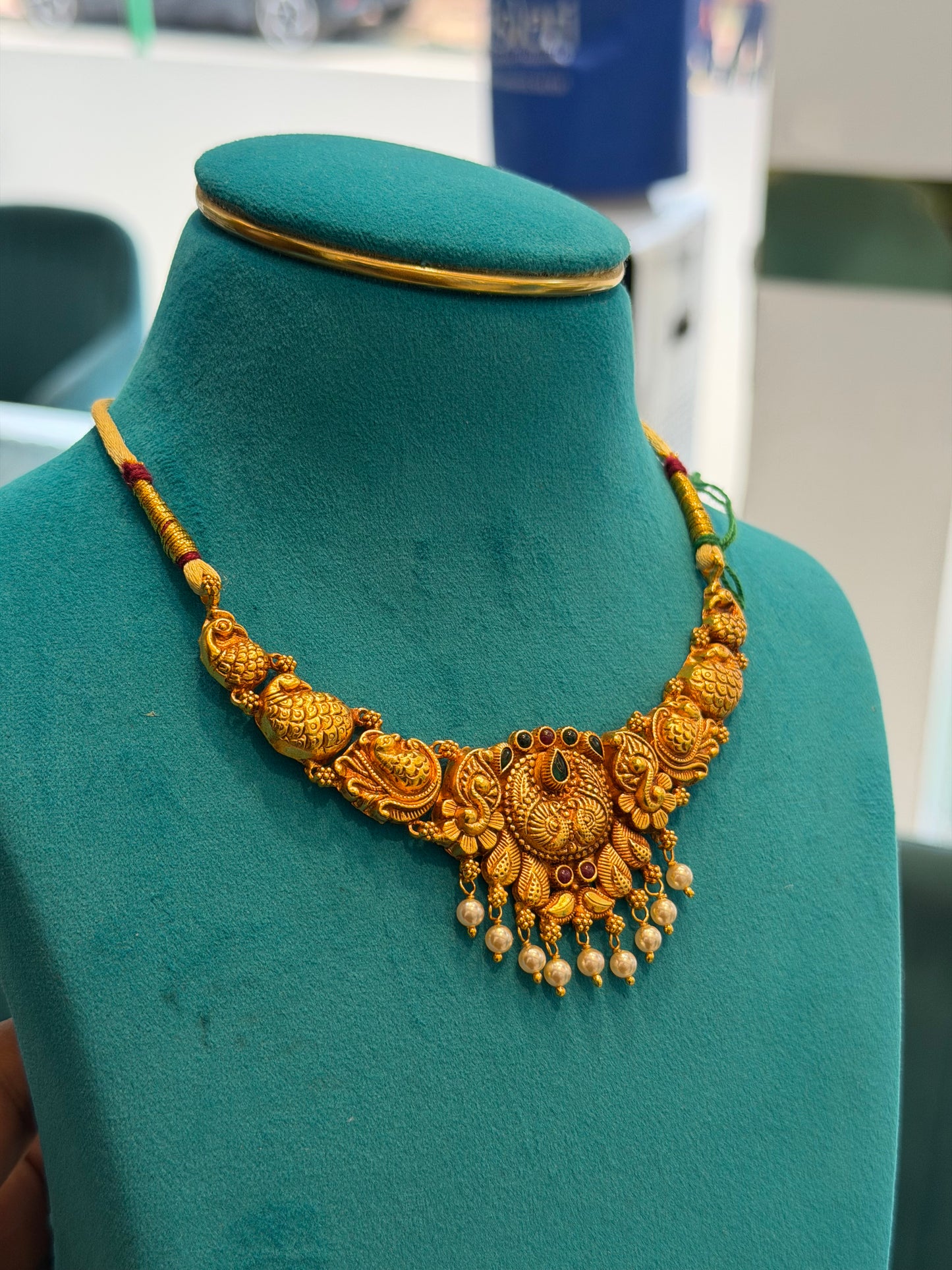 Short Necklace 92.5 Silver Gold Polish (9774)