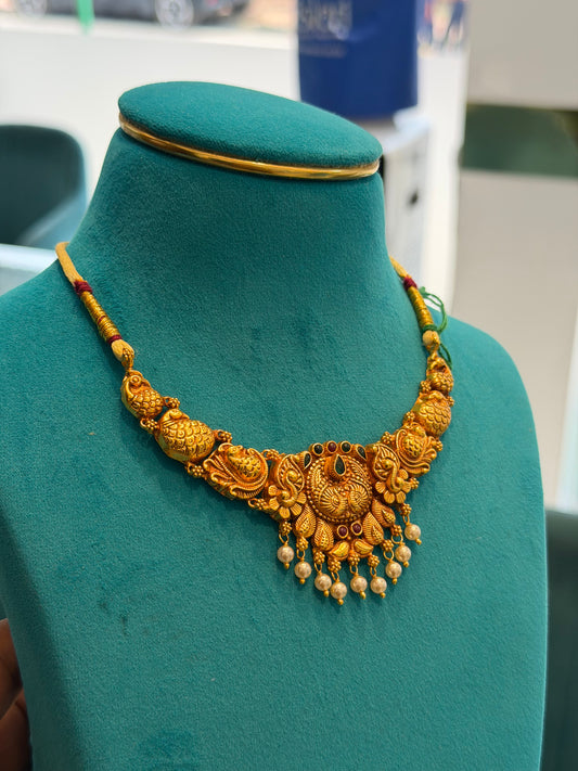 Short Necklace 92.5 Silver Gold Polish (9774)