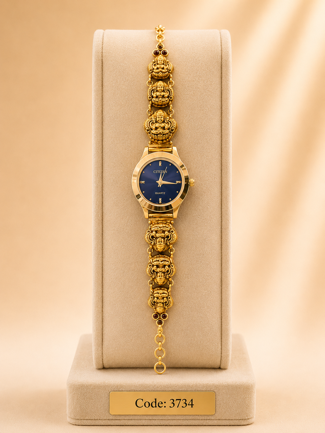 Gold Polished 925 Silver Antique Watch for Women (3734)