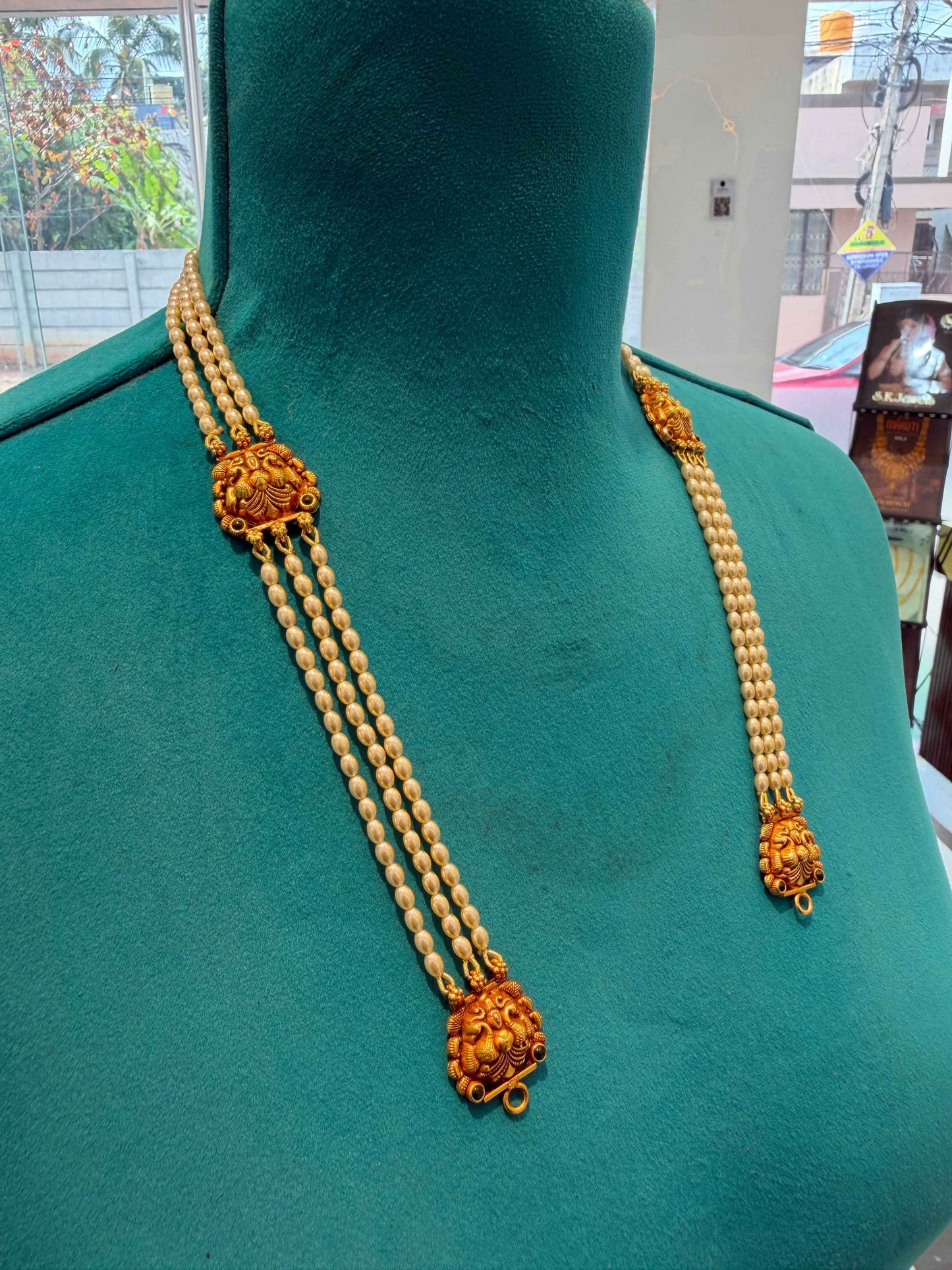 Beads Chain Without Pendant in 92.5 Silver Gold Polished (6740)