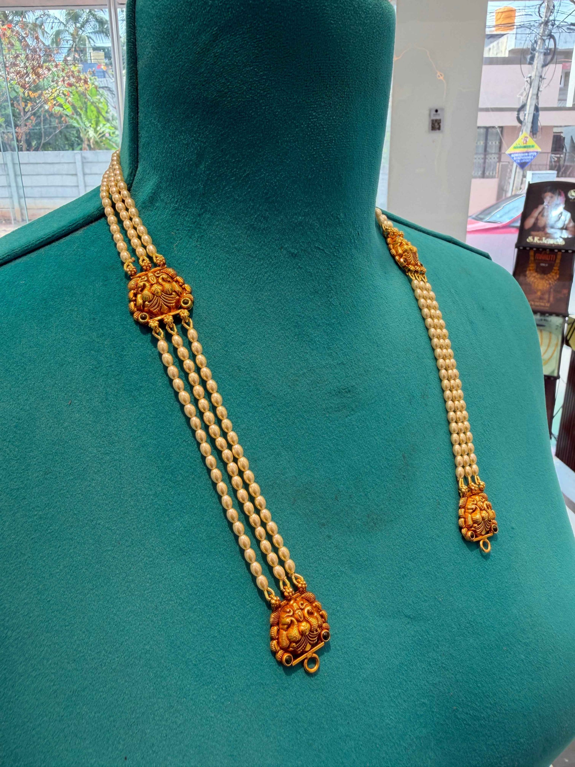 Beads Chain Without Pendant in 92.5 Silver Gold Polished (6740)