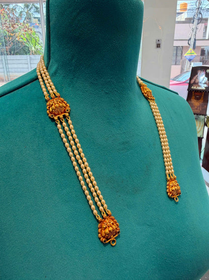 Beads Chain Without Pendant in 92.5 Silver Gold Polished (6740)