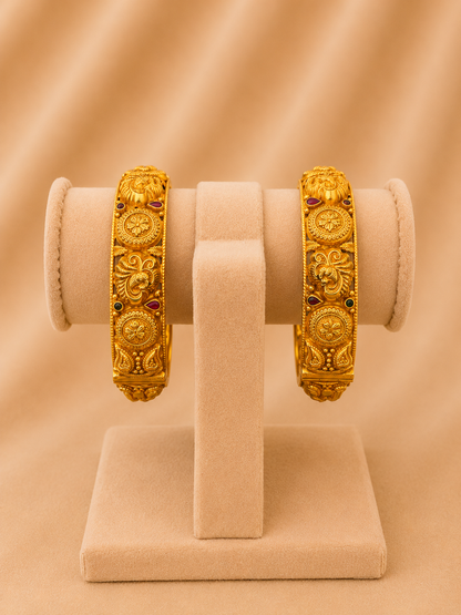 BANGLE 92.5 SILVER GOLD POLISHED (2666) - AURA925.COM