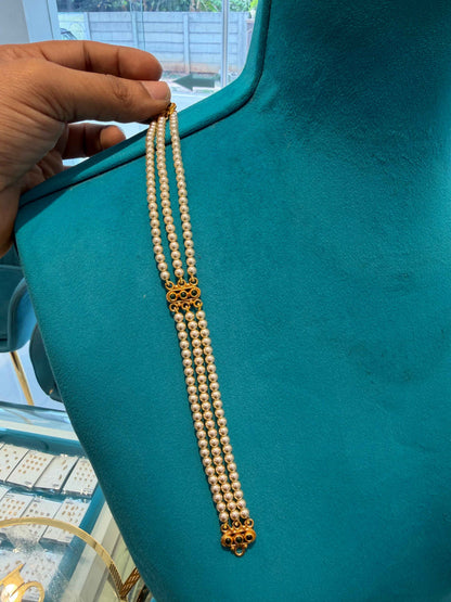 Beads Chain Without Pendant in 92.5 Silver Gold Polished (6738)