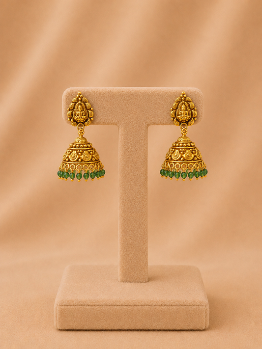 925 Sterling Silver Jhumki Earrings for Women – Grand Design, Gold Polished, BIS Hallmarked (51245)