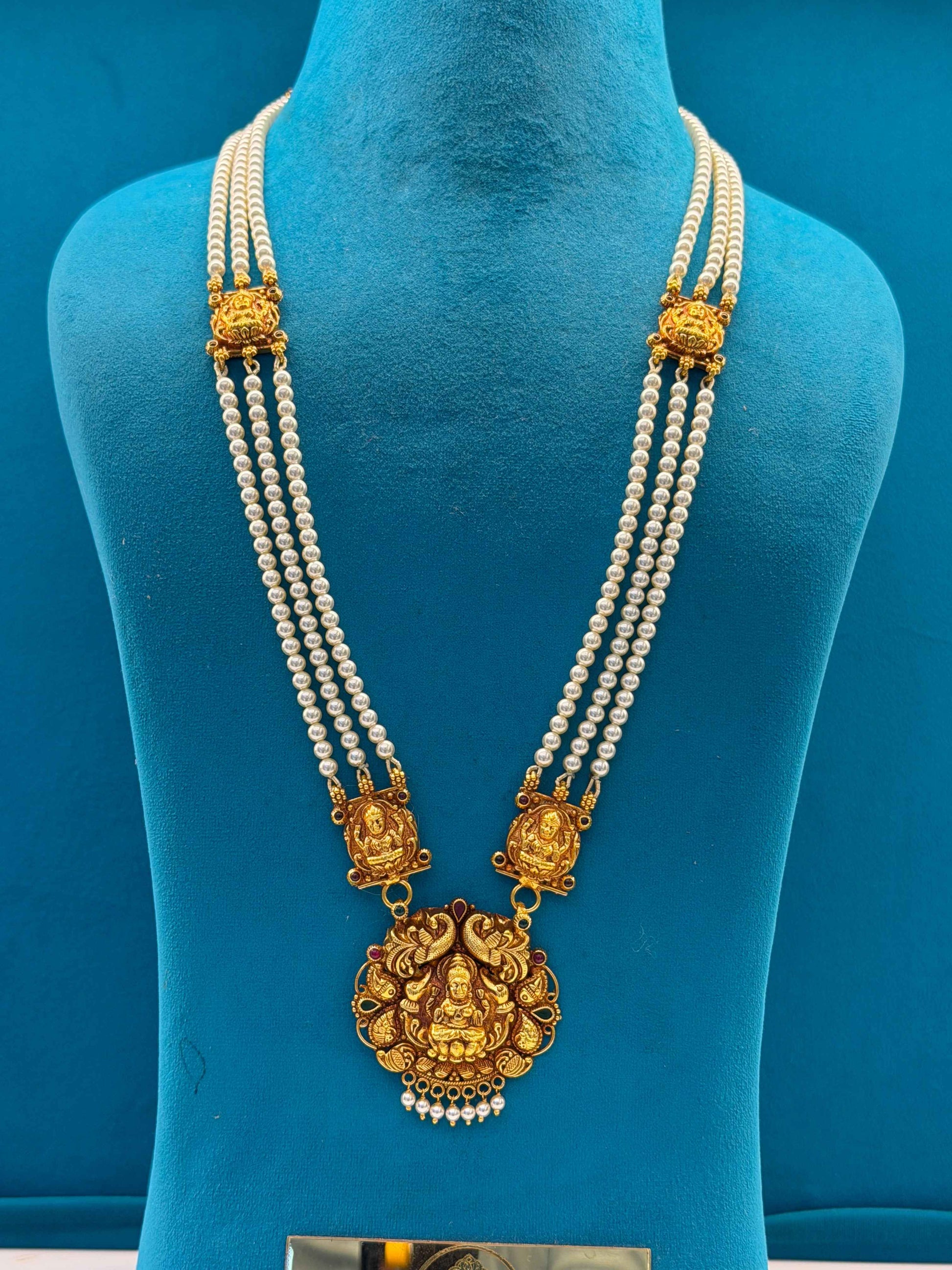 Beads Chain With Pendant in 92.5 Silver Gold Polished (6756)