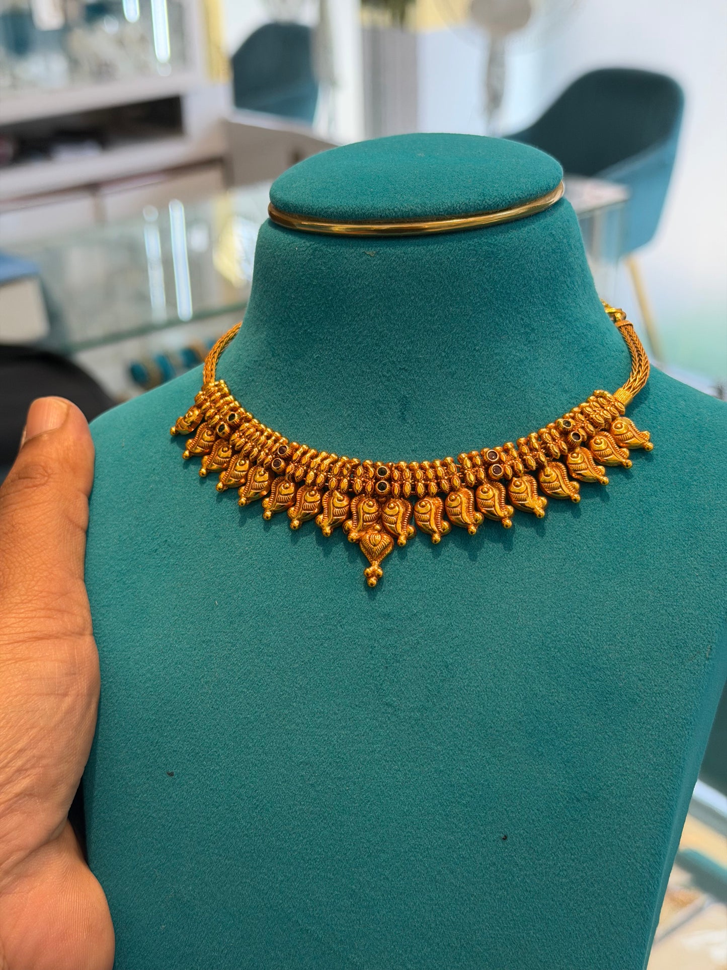 Short Necklace 92.5 Silver Gold Polish (9783)