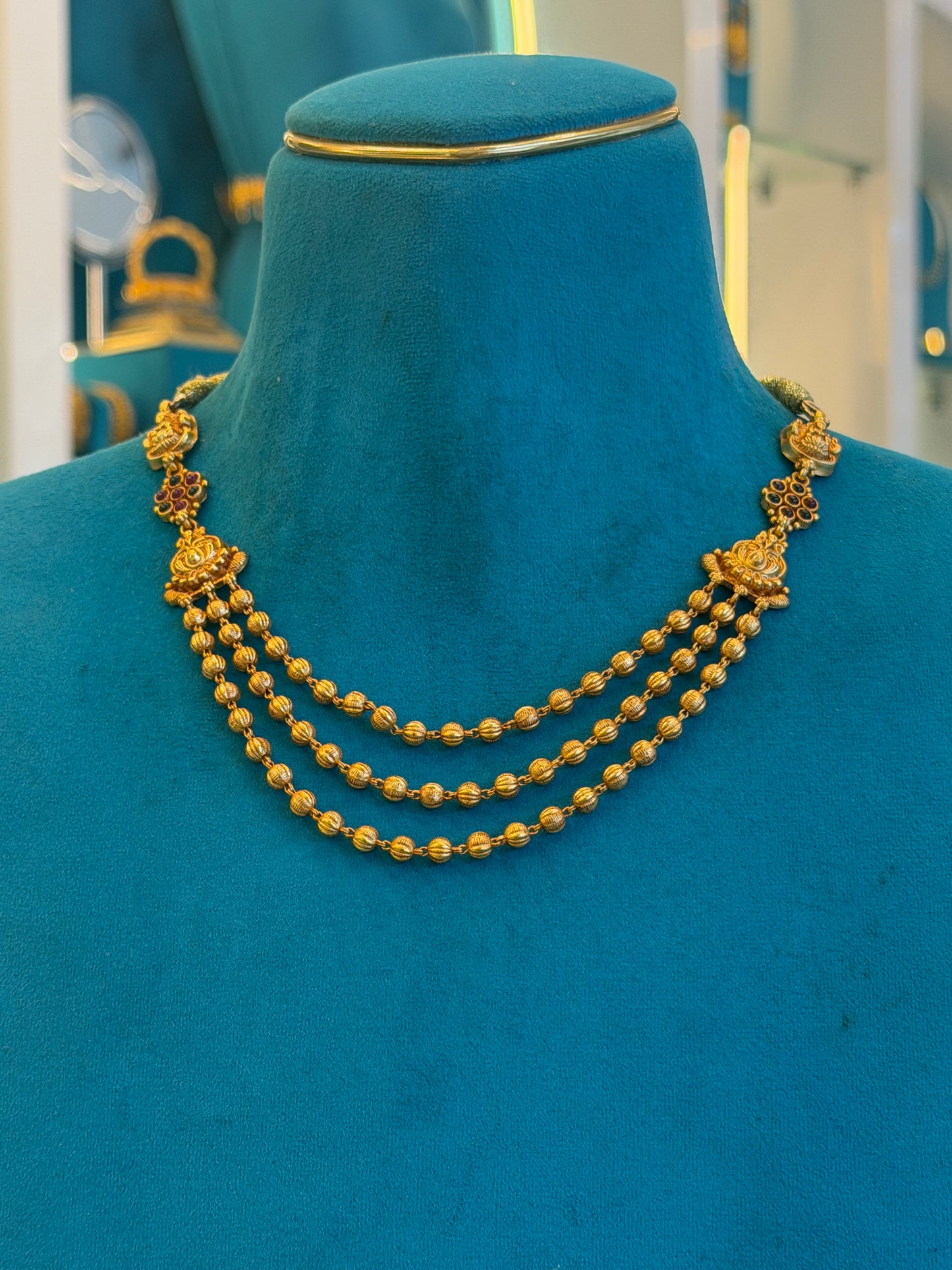 Beads Chain Fancy in 92.5 Silver Gold Polished(6776)