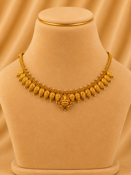 925 Sterling Silver Short Necklace for Women – Bridal Design, Gold Polished, BIS Hallmarked (1812)