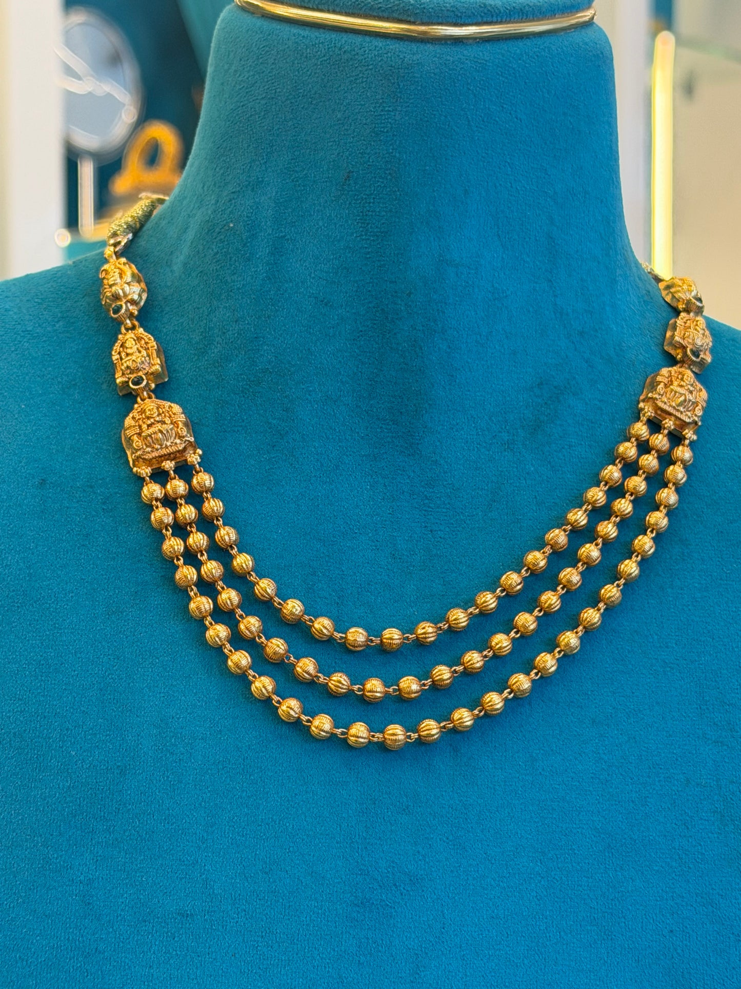 Beads Chain Fancy in 92.5 Silver Gold Polished(6778)