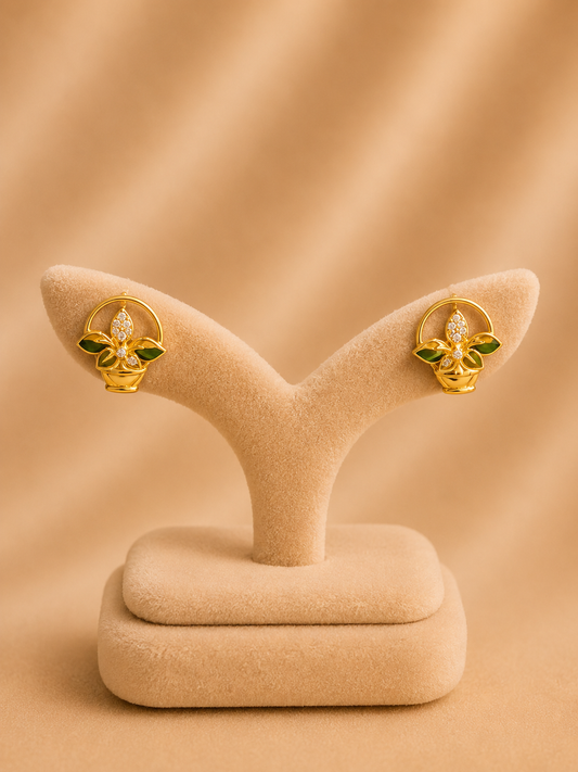 925 Sterling Silver Earrings for Women – Minimal Design, Gold Polished, BIS Hallmarked (1013)