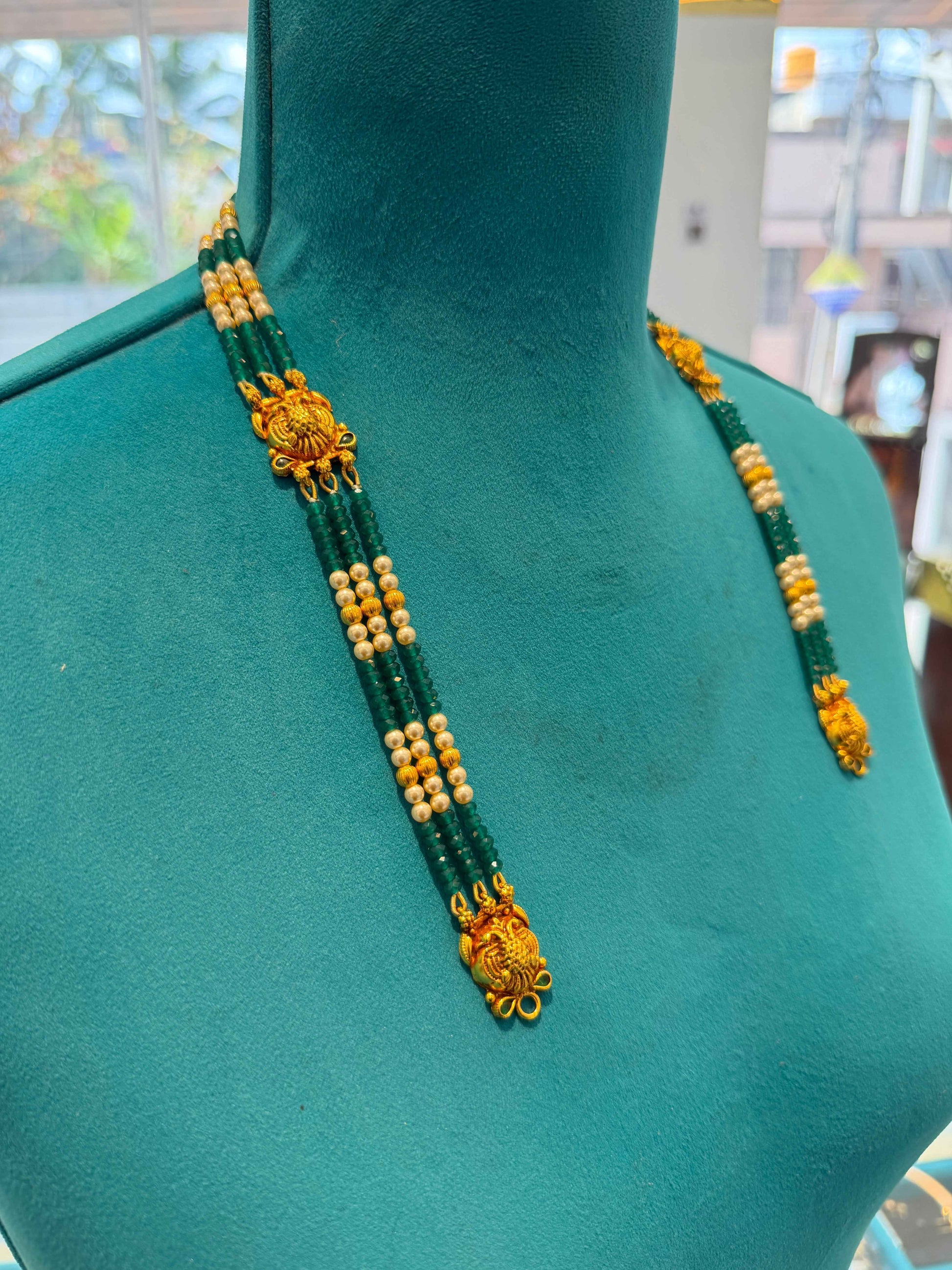 Beads Chain Without Pendant in 92.5 Silver Gold Polished (6739)